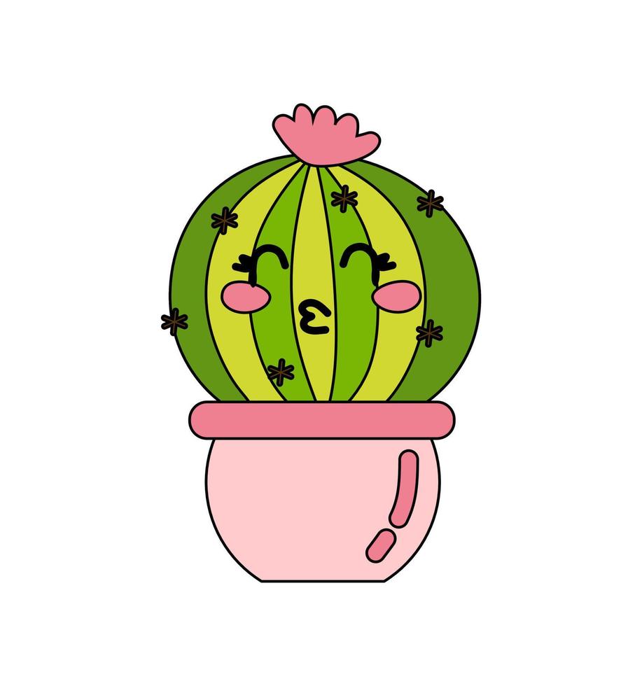 Cactus character Vector color doodle illustration isolated on white background