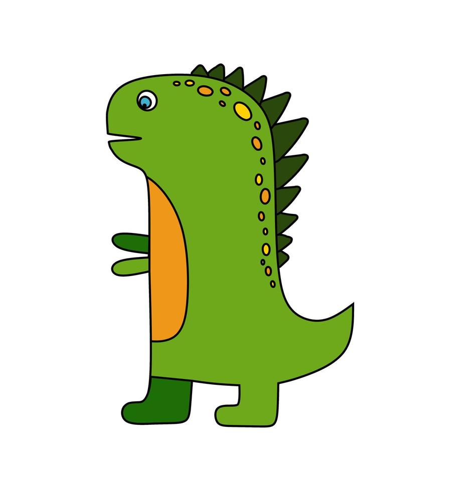 Dinosaur character Vector color doodle illustration isolated on white background