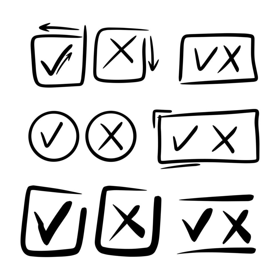 Tick and cross  signs. Checkmark OK and X icons. vector