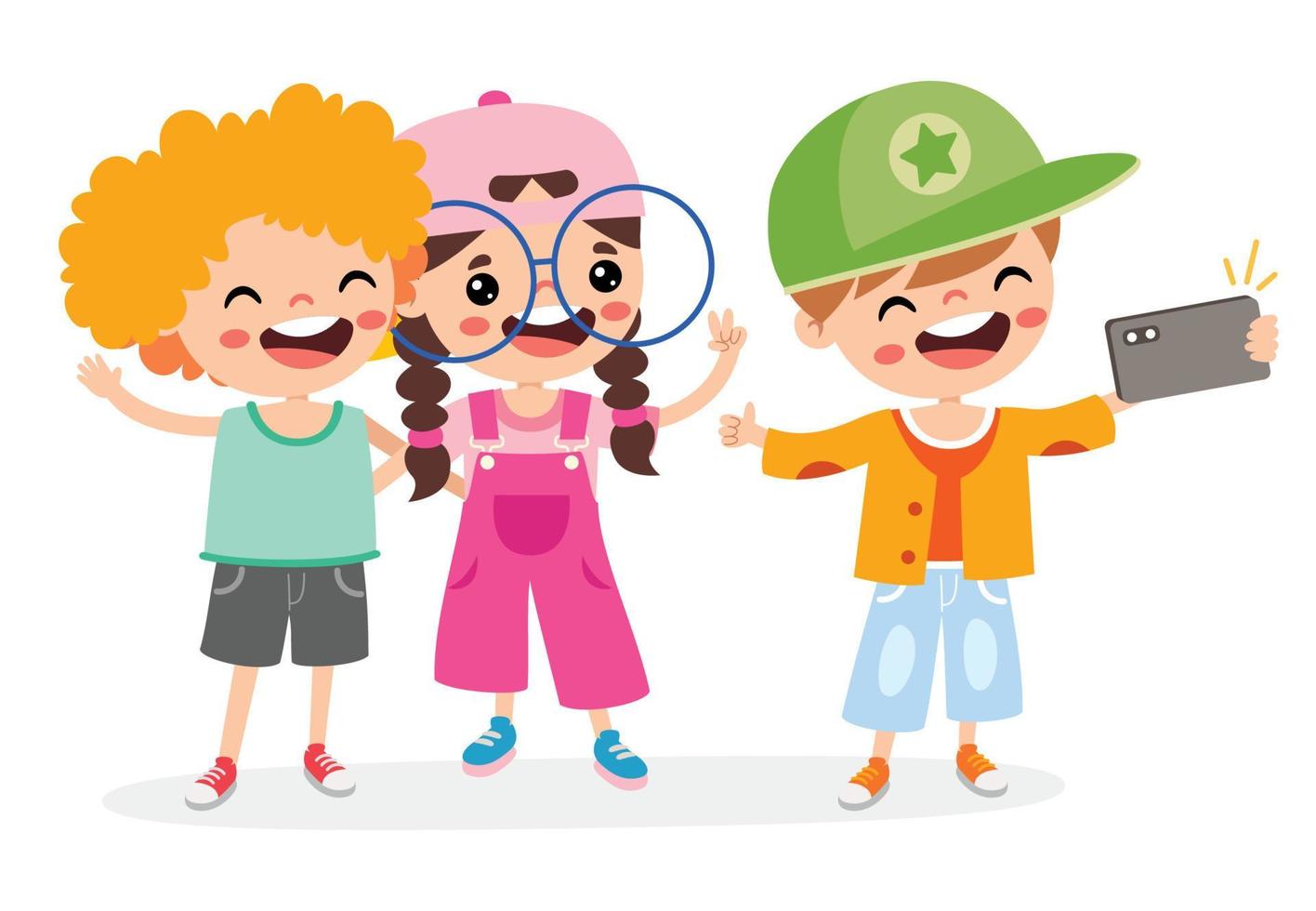 Kid Making Selfie With Phone vector