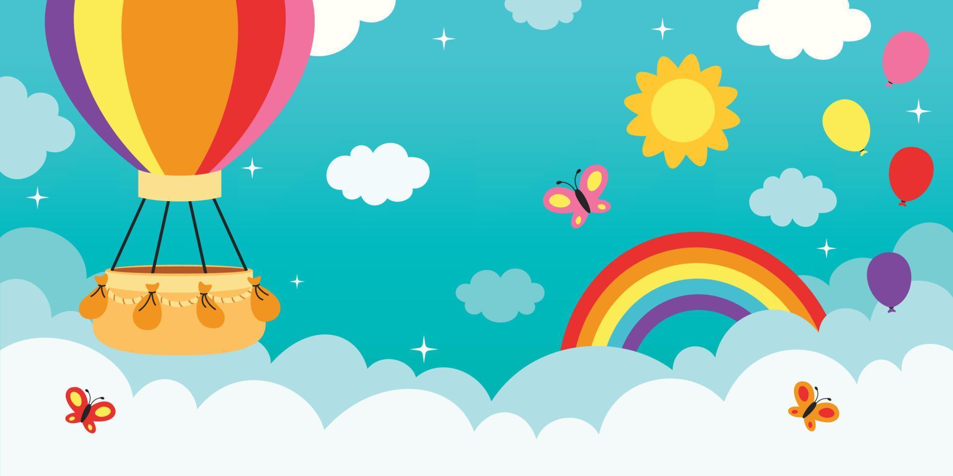 Beautiful Sky Background With Rainbow vector