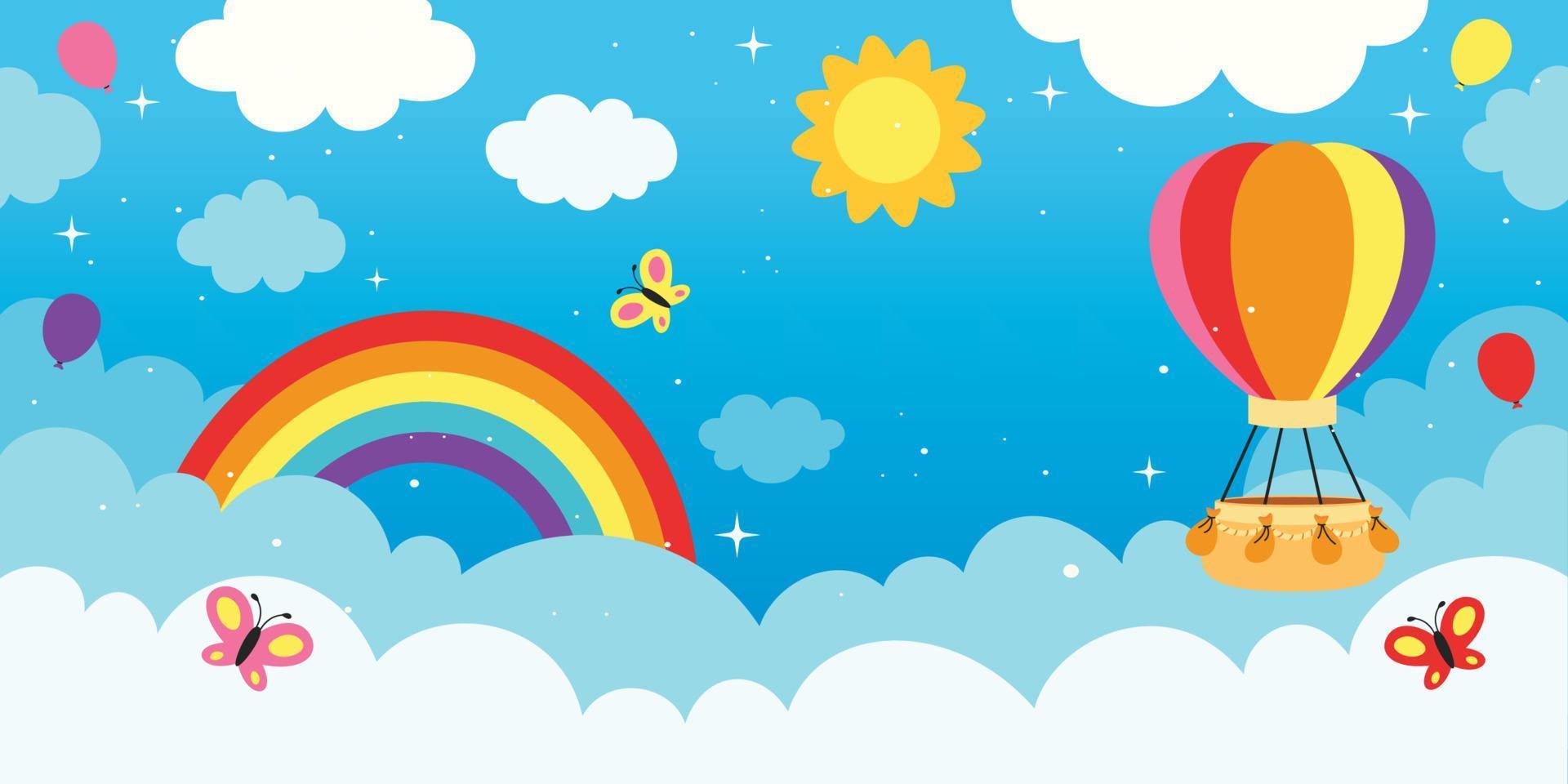 Beautiful Sky Background With Rainbow vector