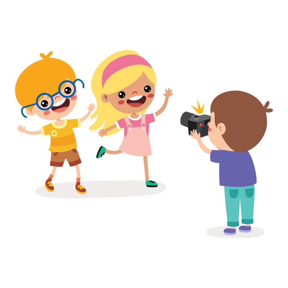 dibujos animados niño tomando amigos foto vector