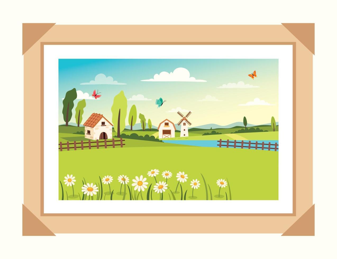 Nature Landscape In A Frame vector