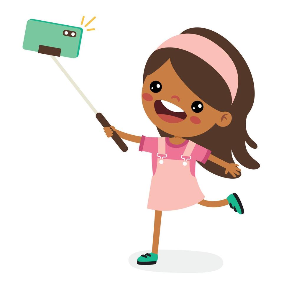 Kid Making Selfie With Phone vector