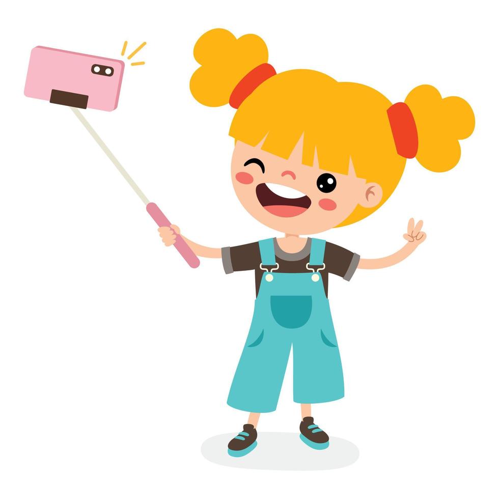 niño haciendo selfie con teléfono vector