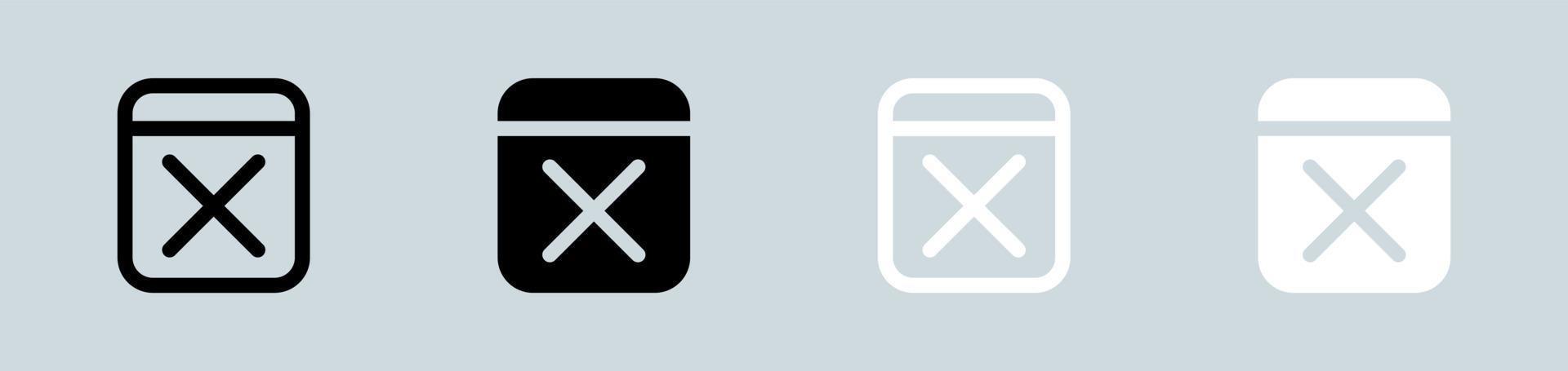 Remove icon set in black and white. Delete signs vector illustration.
