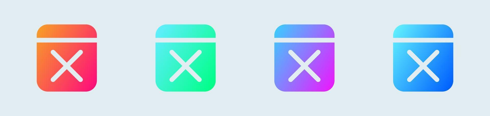 Remove solid icon in gradient colors. Delete signs vector illustration.