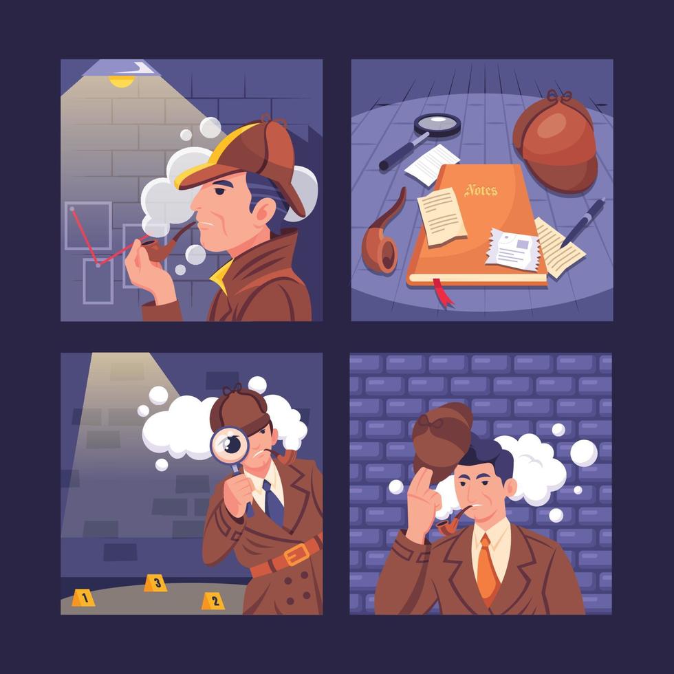 Detective Concept for Social Media Post vector