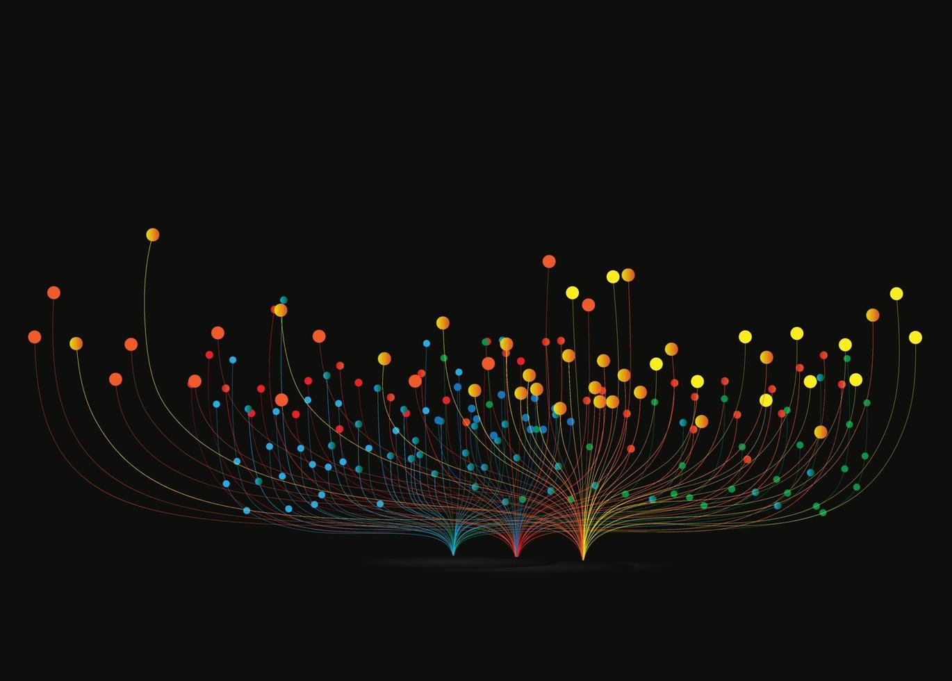 un vistoso puntos y líneas en un negro antecedentes vector