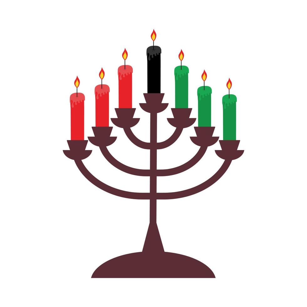 Kwanzaa seven candles in a candlestick. African and African-American culture holiday. vector