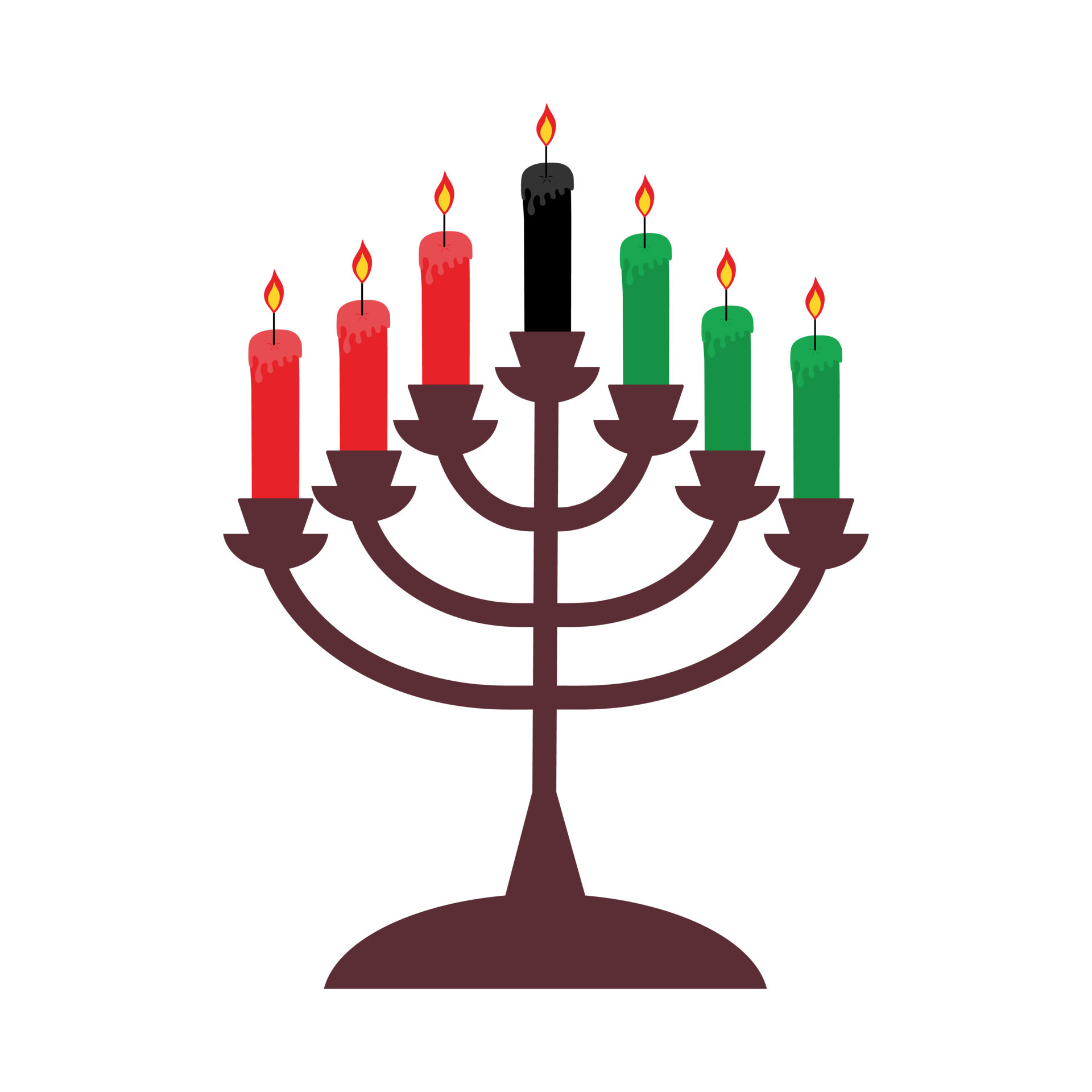 Kwanzaa seven candles in a candlestick. African and AfricanAmerican