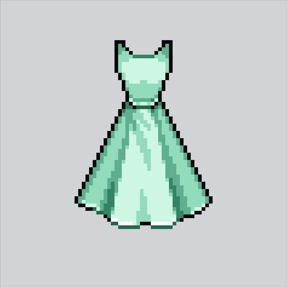 Pixel art illustration dress. Pixelated female dress. women dress pixelated for the pixel art game and icon for website and video game. old school retro. vector
