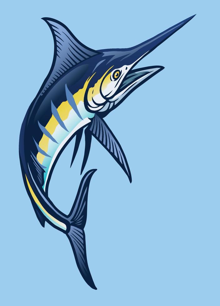 grande azul aguja pescado vector