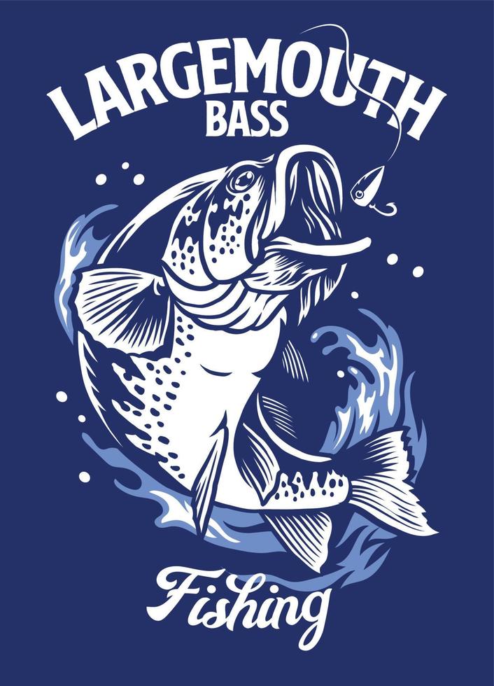 largemouth bass fish t-shirt design vector