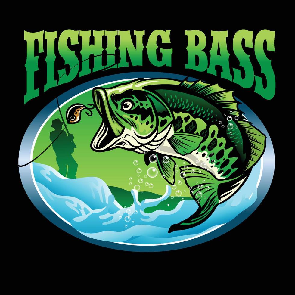 t-shirt design of finishing bass fish vector