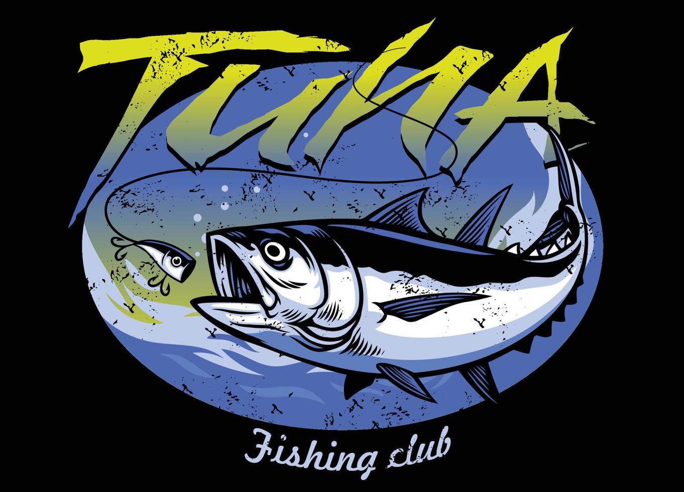 vintage t-shirt design of tuna fishing with texture 23059742 Vector Art at  Vecteezy