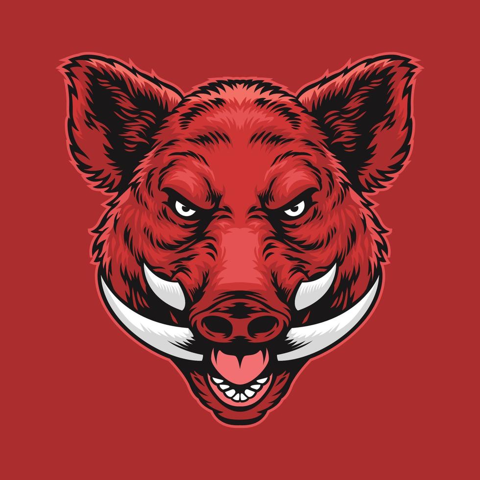 angry wild boar head vector