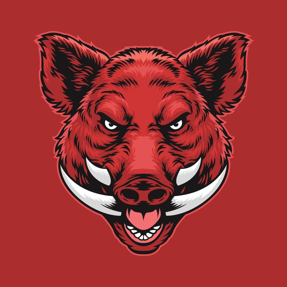 angry wild boar head vector