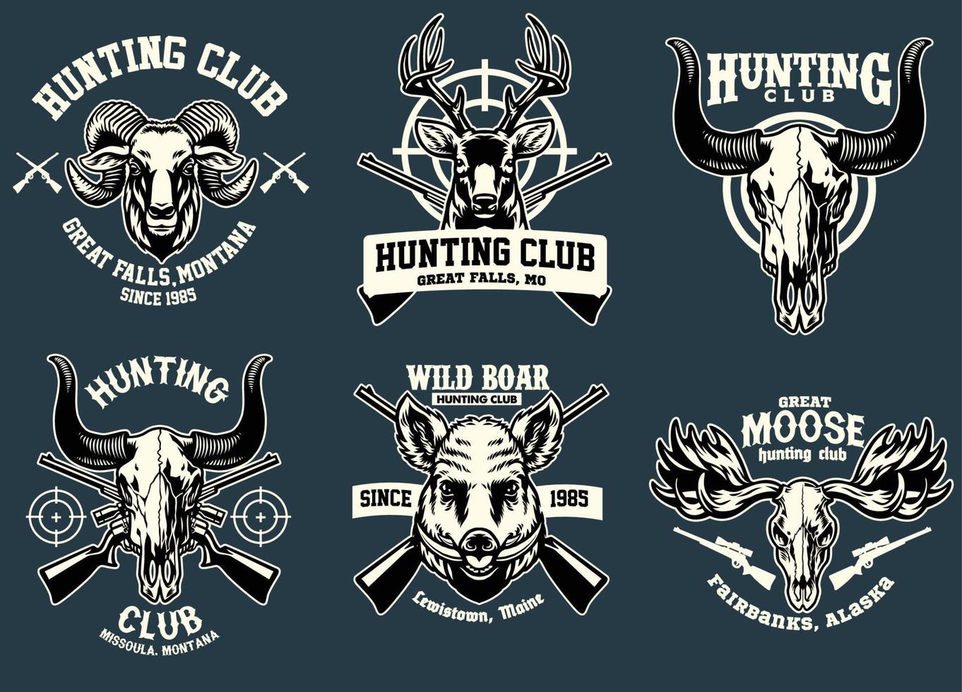 set bundle badge design of hunting animal vector