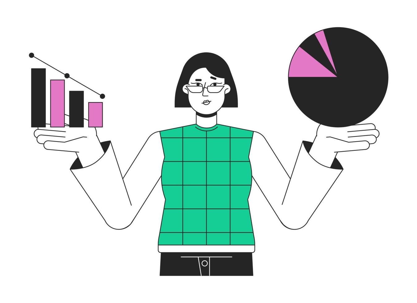 Startup company valuation flat line concept vector spot illustration. Success manager 2D cartoon outline character on white for web UI design. Editable hero image for website landing, mobile header