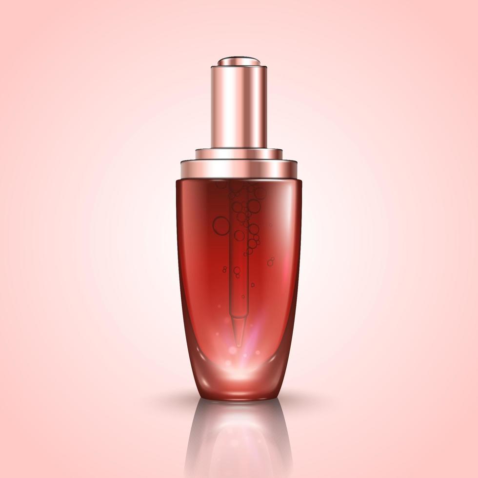 Isolated pink droplet bottle in 3d illustration vector