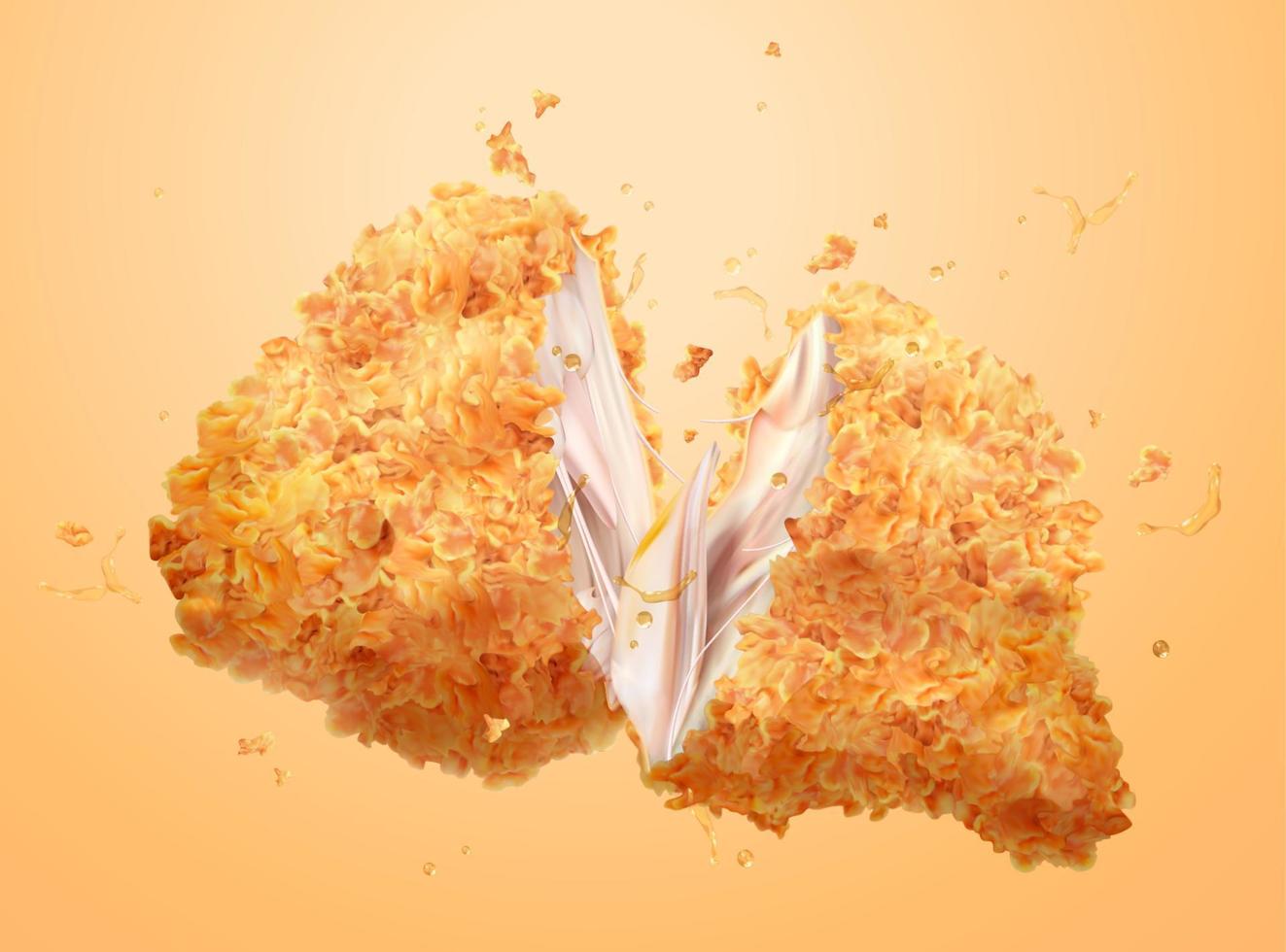 Delicious crispy fired chicken in 3d illustration vector