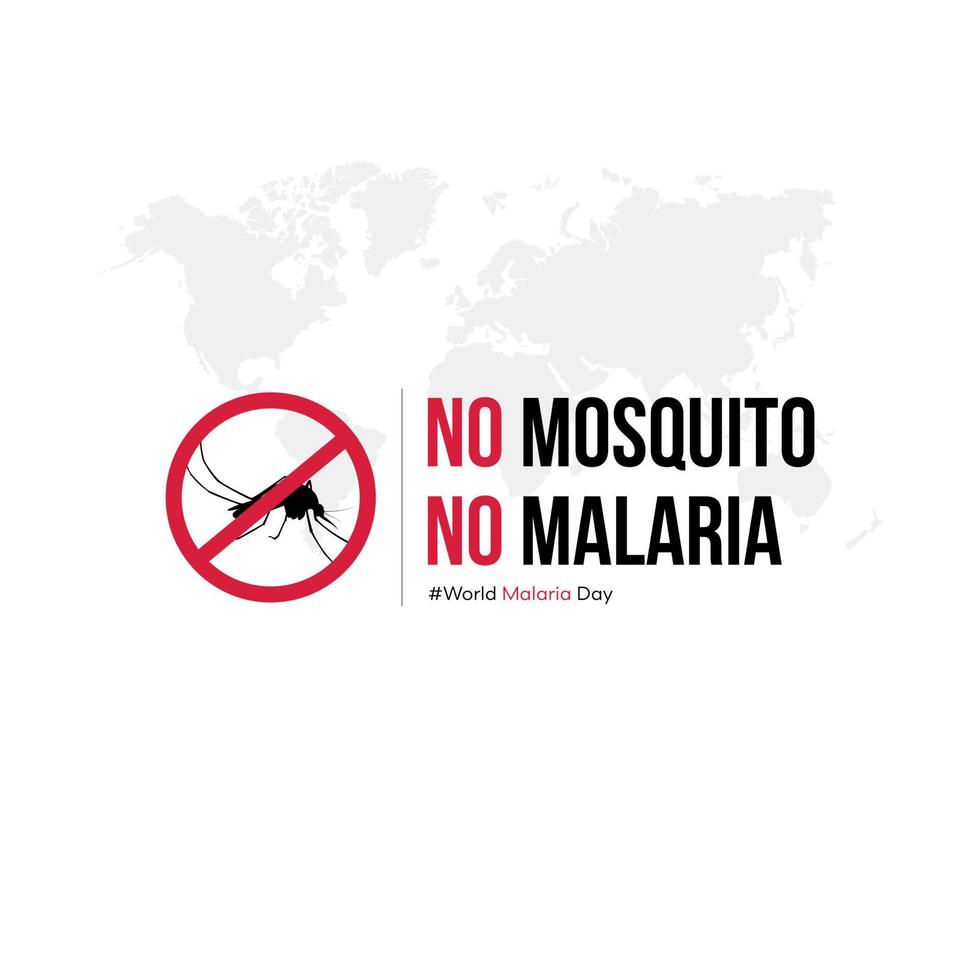 World Malaria Day Social Media Post, No mosquito No Malaria Design Concept vector