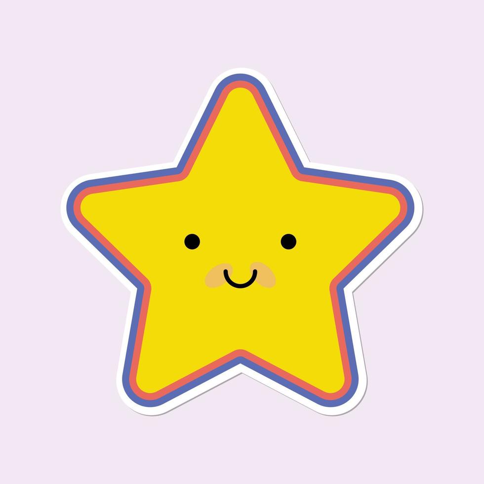 Cute hand-draw kawaii star printed vector illustration