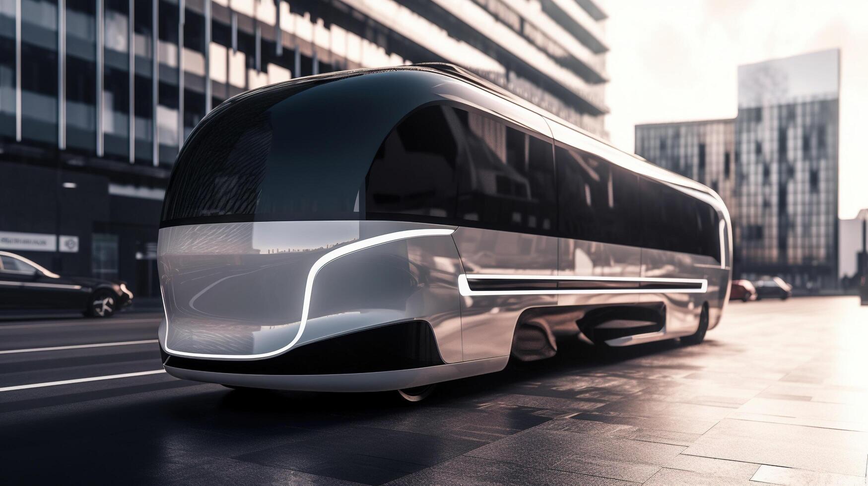 futuristic bus on the road photo