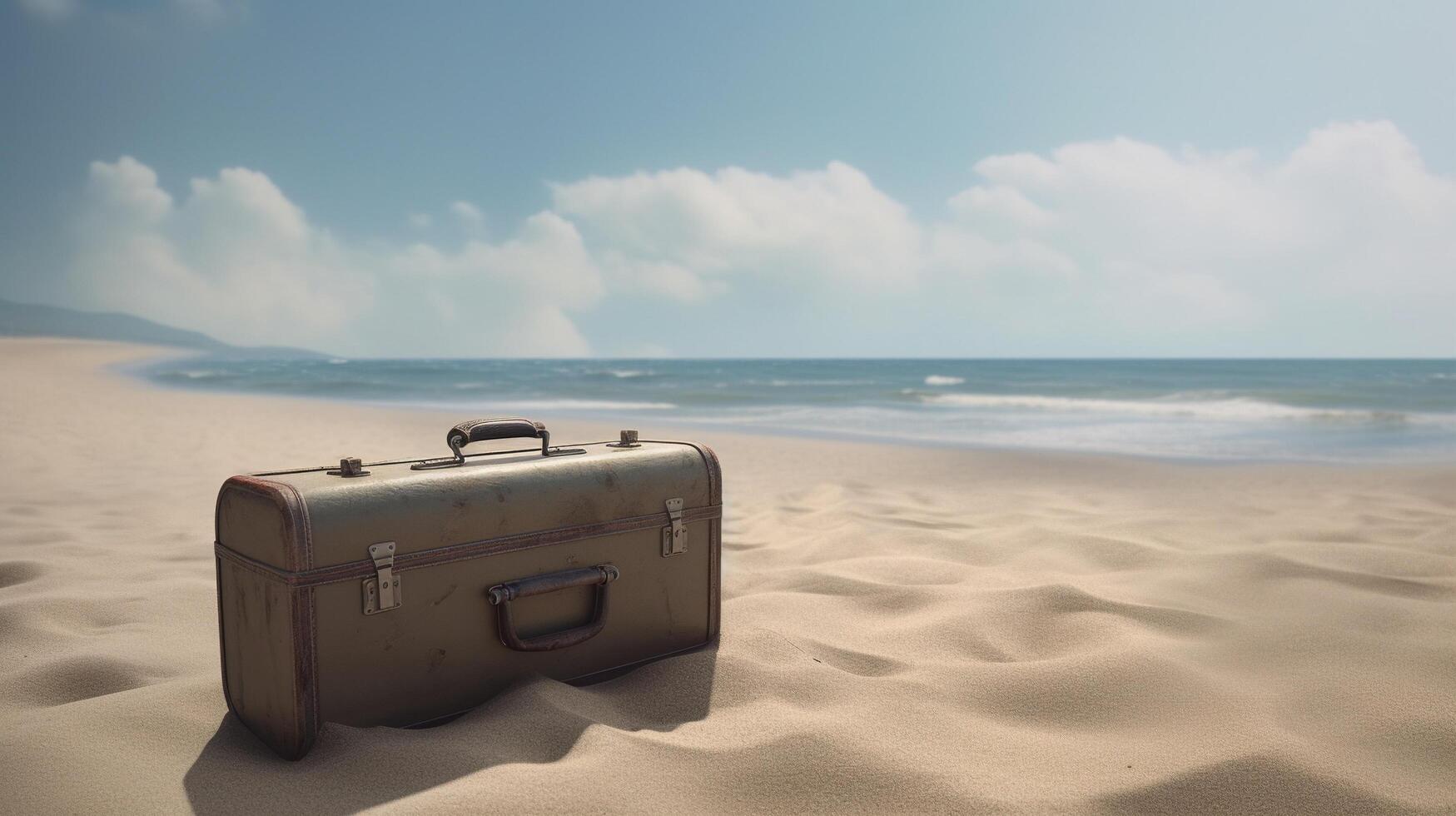 travel suitcase on the beach photo