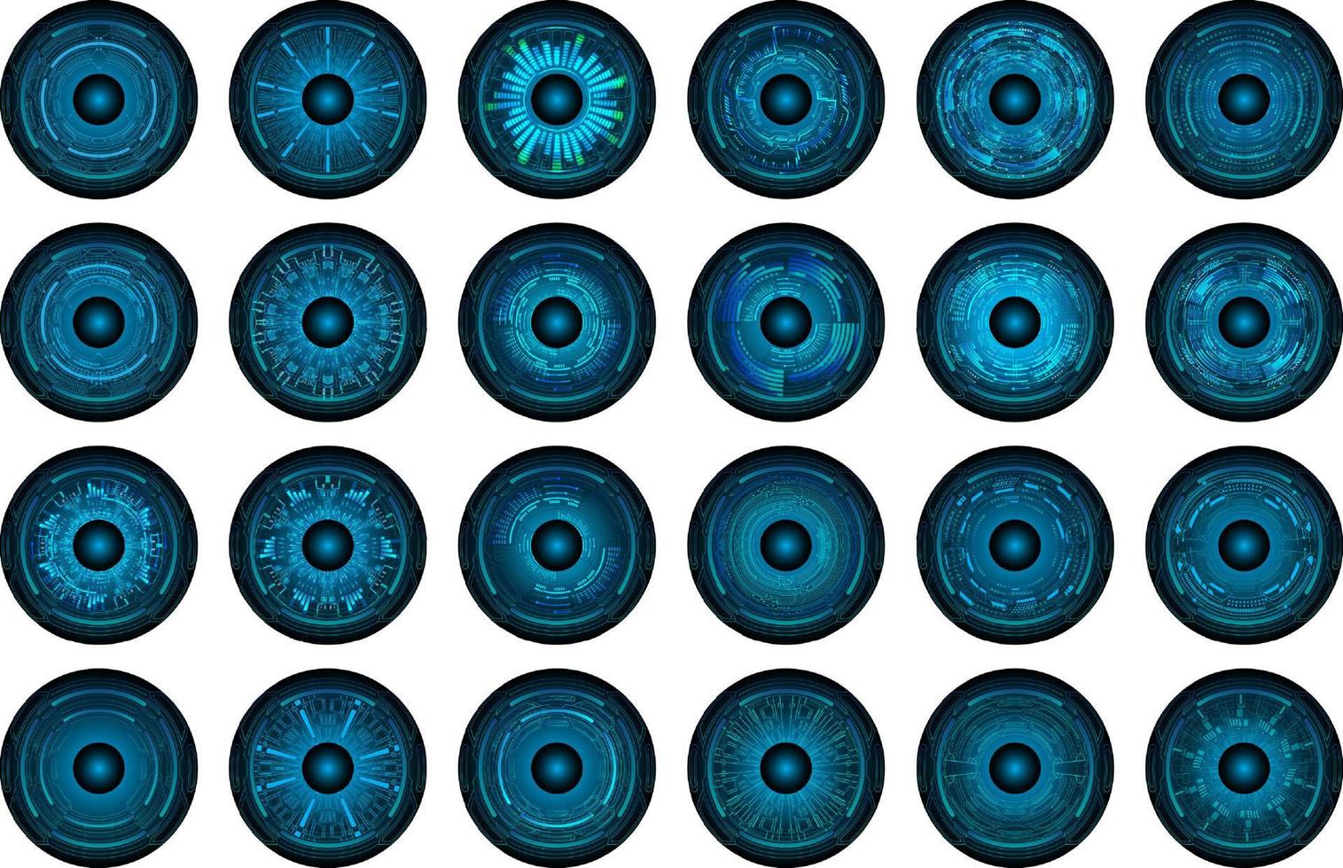 Modern Cybersecurity Technology Icon Pack with Eyes vector