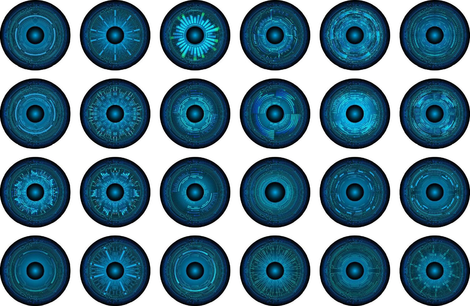 Modern Cybersecurity Technology Icon Pack with Eyes vector