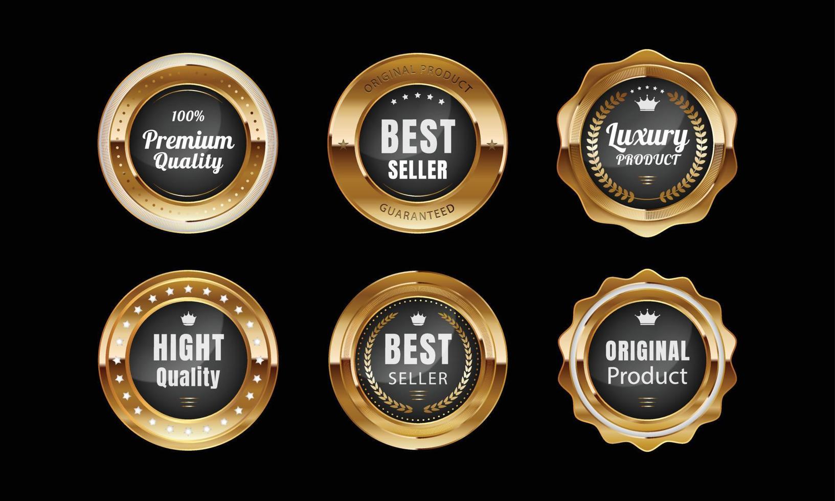 Set of golden best seller badge and labels. Vector illustration for business purpose