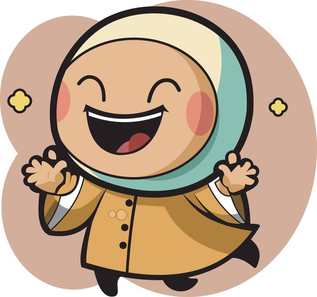 cute and adorable hijab muslim woman vector illustration