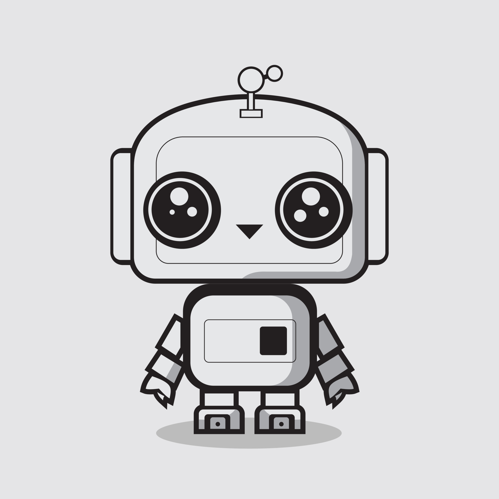 Cute Robot with heart. Cartoon Science Technology Concept Isolated