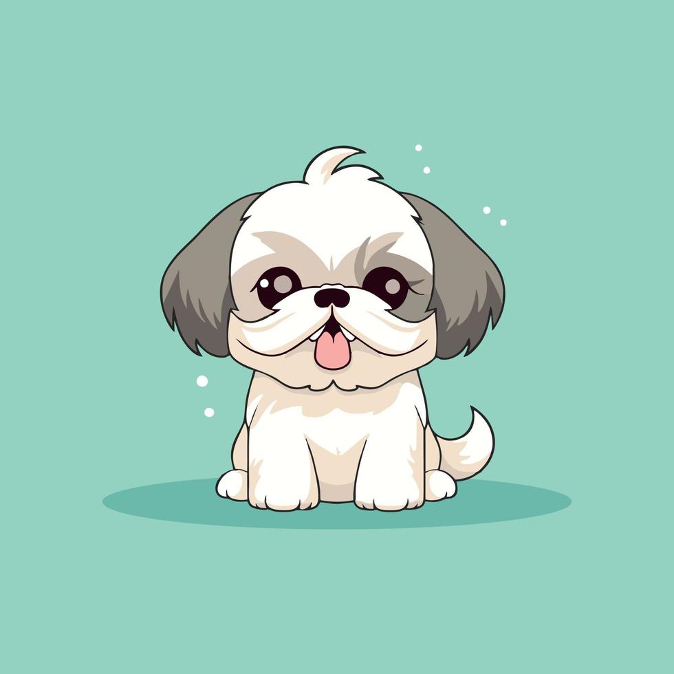 linda perro perrito chibi mascota vector dibujos animados estilo