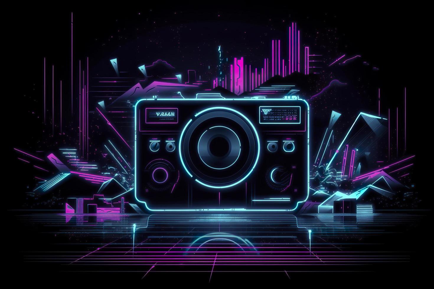3d render. Abstract futuristic background with blurry glowing wave and neon lines. Spiritual energy concept, digital fantastic wallpaper with, generat ai photo