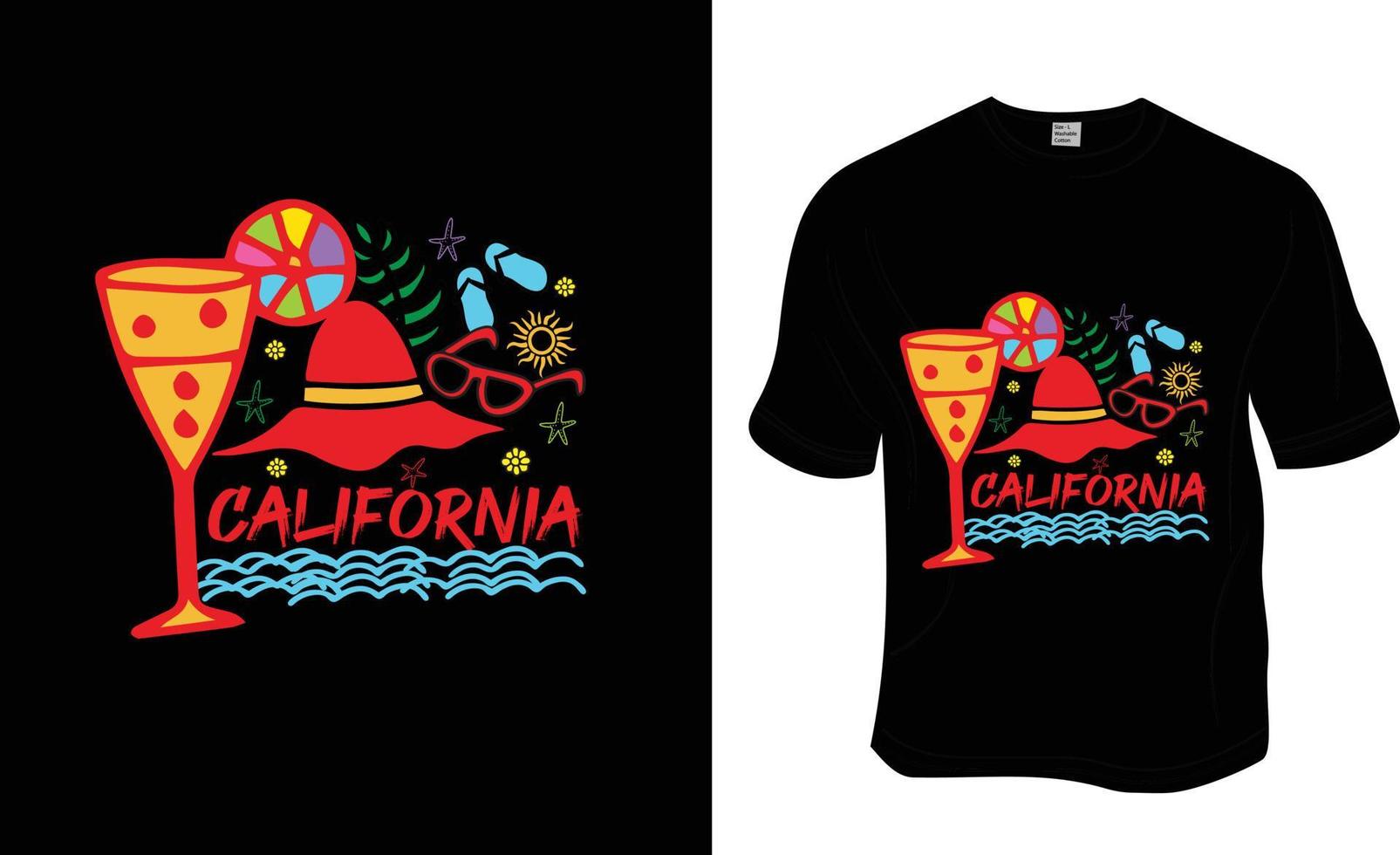 California, Summer, Beach T-shirt Design.Ready to print for apparel, poster, and illustration. Modern, simple, lettering. vector