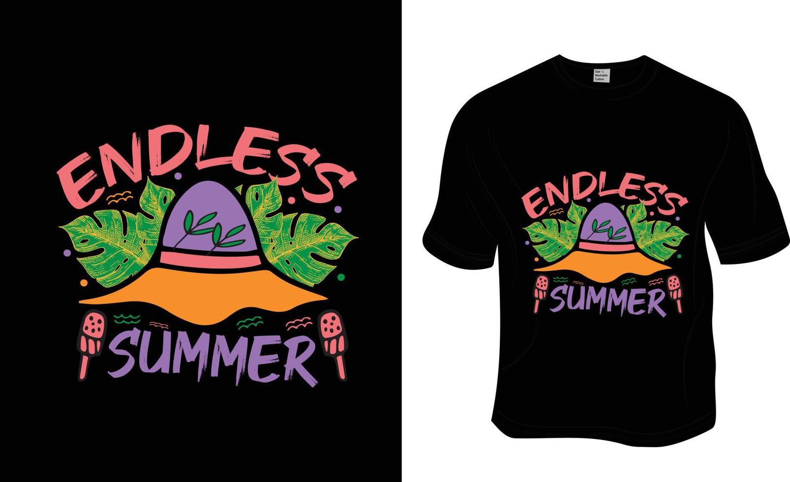 Endless Summer, Summer, Beach T-shirt Design. Ready to print for apparel, poster, and illustration. Modern, simple, lettering. vector