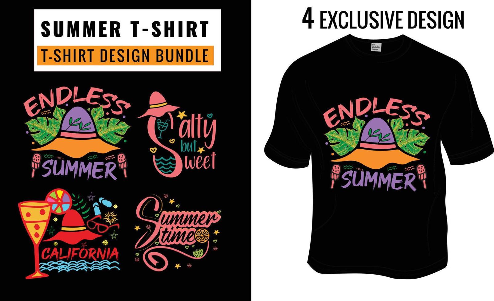 Summer, Beach T-shirt Design Bundle. Ready to print for apparel, poster, and illustration. Modern, simple, lettering. vector