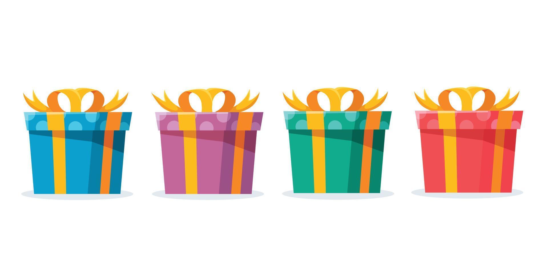 set of gift boxes with a bow vector illustration