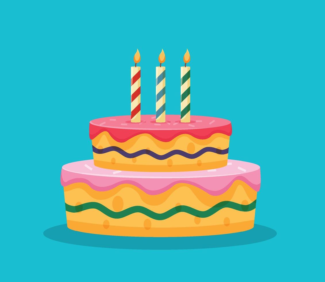 Birthday cake isolated vector illustration