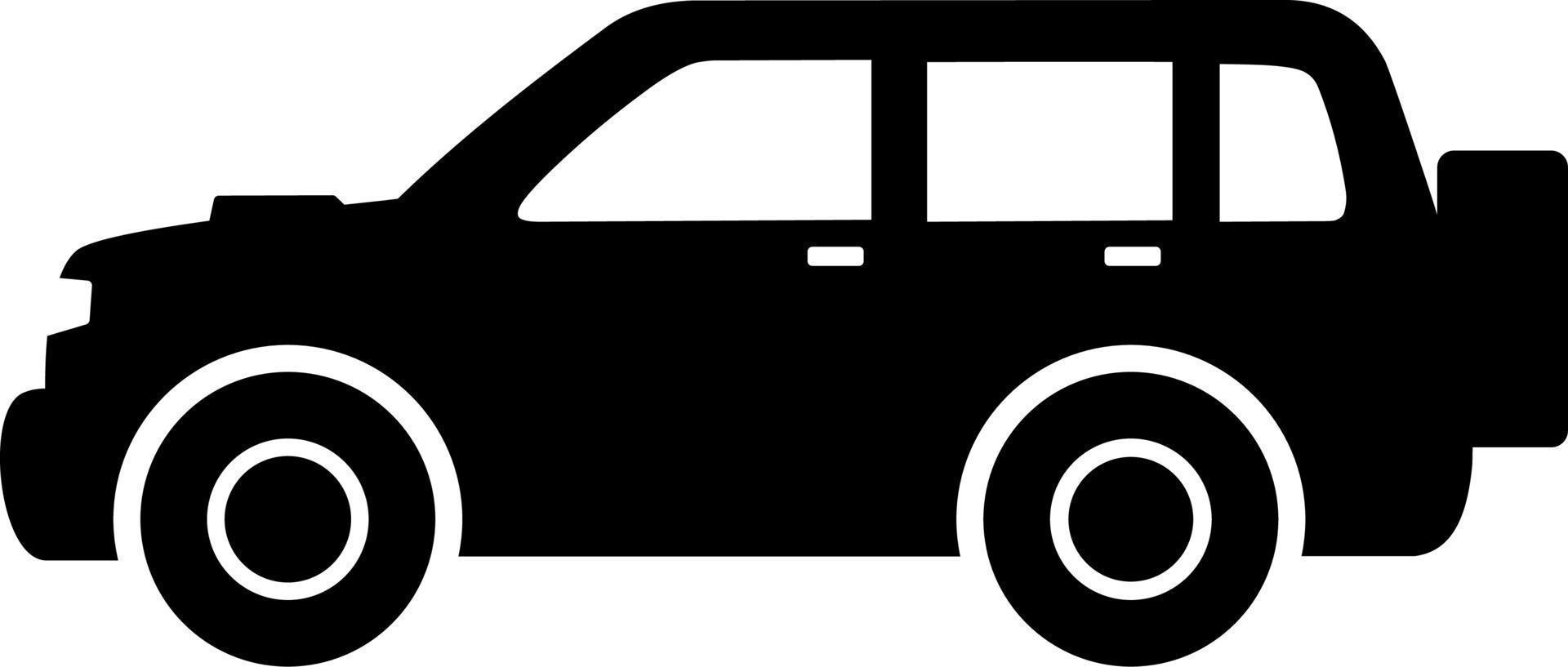 SUV car icon vector. Icon of sport utility vehicle. Vector illustration of SUV car. Vehicle icon of car for design regarding transportation, automotive and automobile. Silhouette of transportation