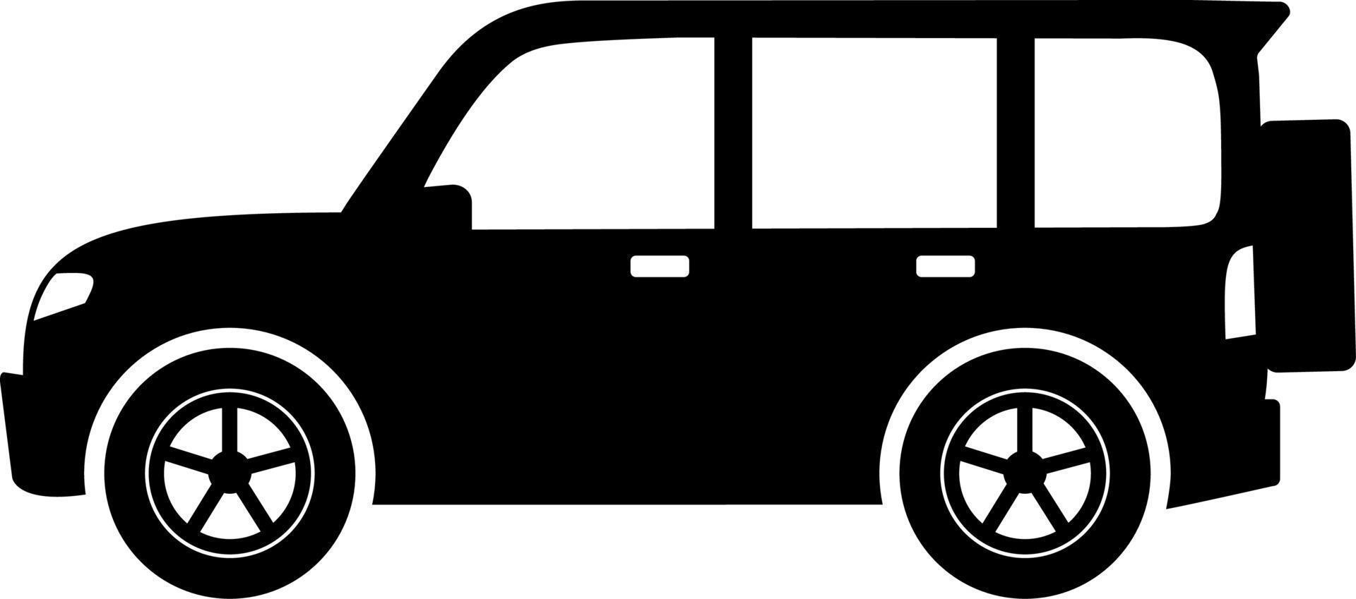 SUV car icon vector. Icon of sport utility vehicle. Vector illustration of SUV car. Vehicle icon of car for design regarding transportation, automotive and automobile. Silhouette of transportation