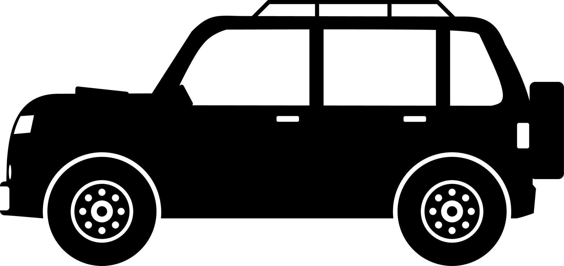 SUV car icon vector. Icon of sport utility vehicle. Vector illustration of SUV car. Vehicle icon of car for design regarding transportation, automotive and automobile. Silhouette of transportation