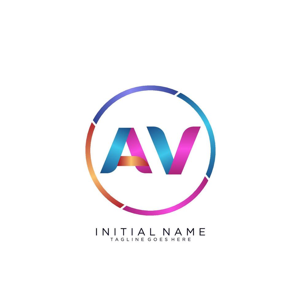 Letter AV colorfull logo premium elegant template vector