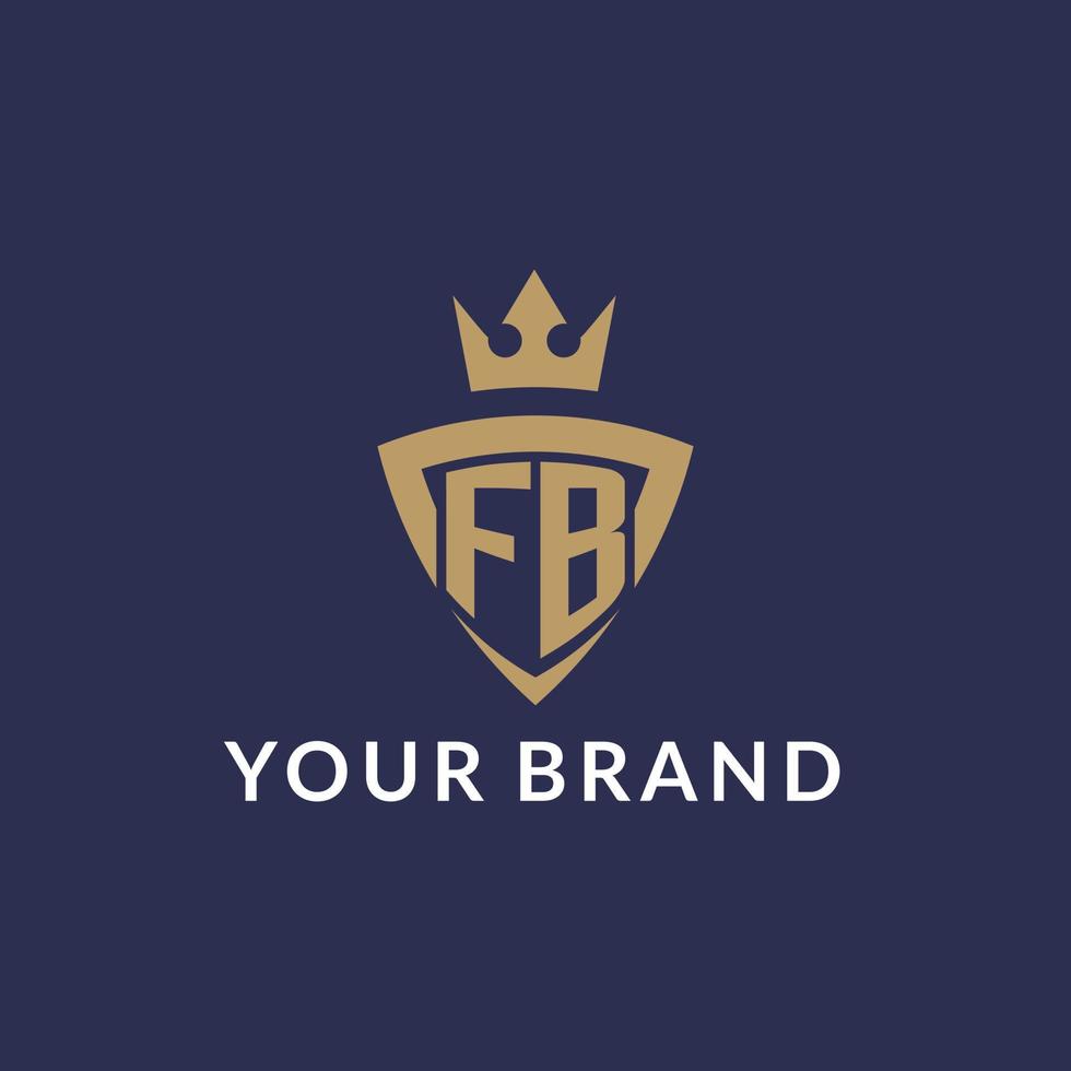 FB logo with shield and crown, monogram initial logo style vector