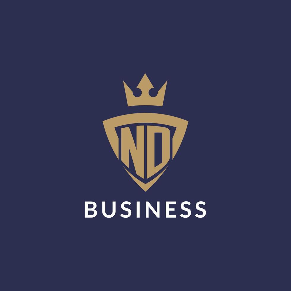 ND logo with shield and crown, monogram initial logo style vector