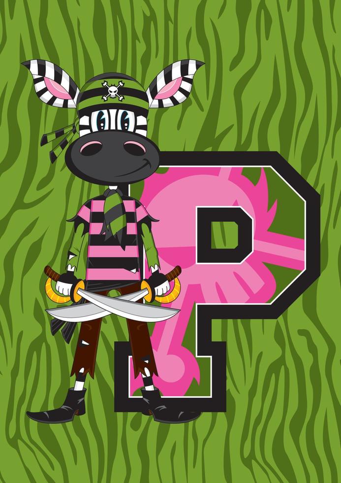P is for Pirate Swashbuckling Alphabet Learning Educational Illustration vector